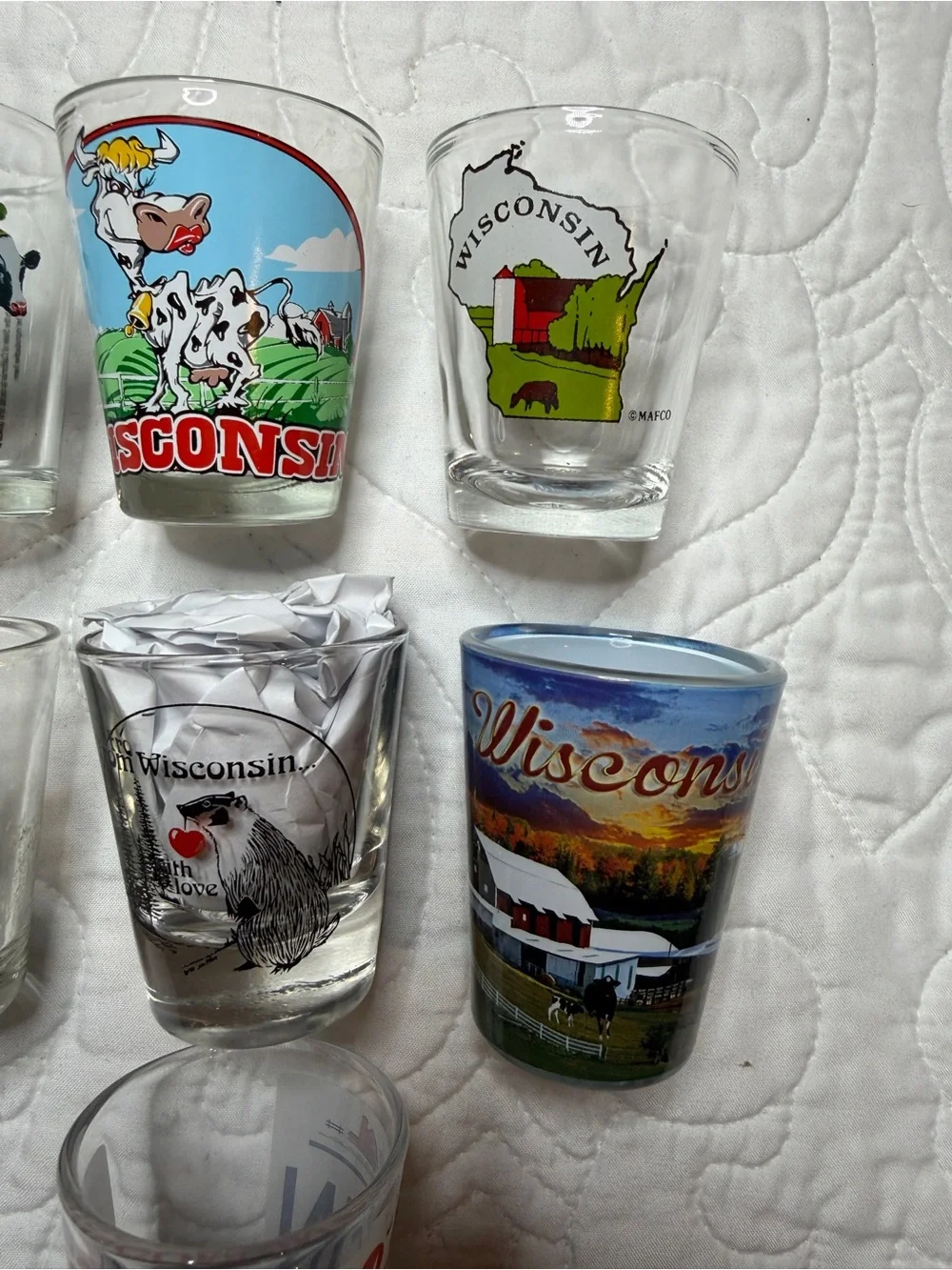 Wisconsin Souvenir Shot Glass Lot - Colorful State Designs